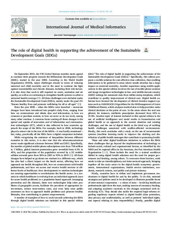 (PDF) The role of digital health in supporting the achievement of the ...
