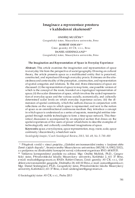 (PDF) The Imagination and Representation of Space in Everyday Experience