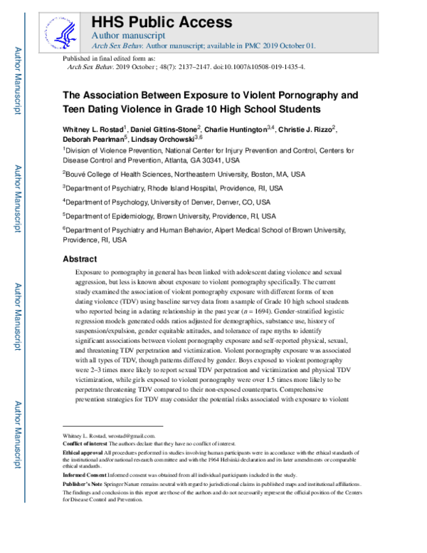 (PDF) The Association Between Exposure to Violent Pornography and Teen ...