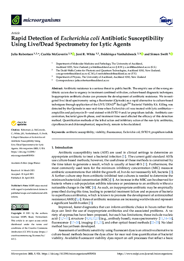 (PDF) Rapid Detection of Escherichia coli Antibiotic Susceptibility ...
