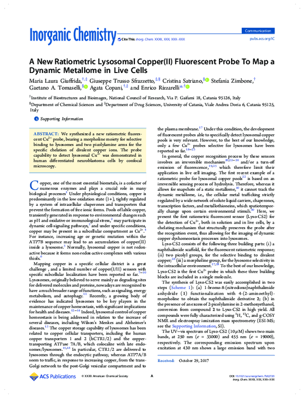 (PDF) A New Ratiometric Lysosomal Copper(II) Fluorescent Probe To Map a ...