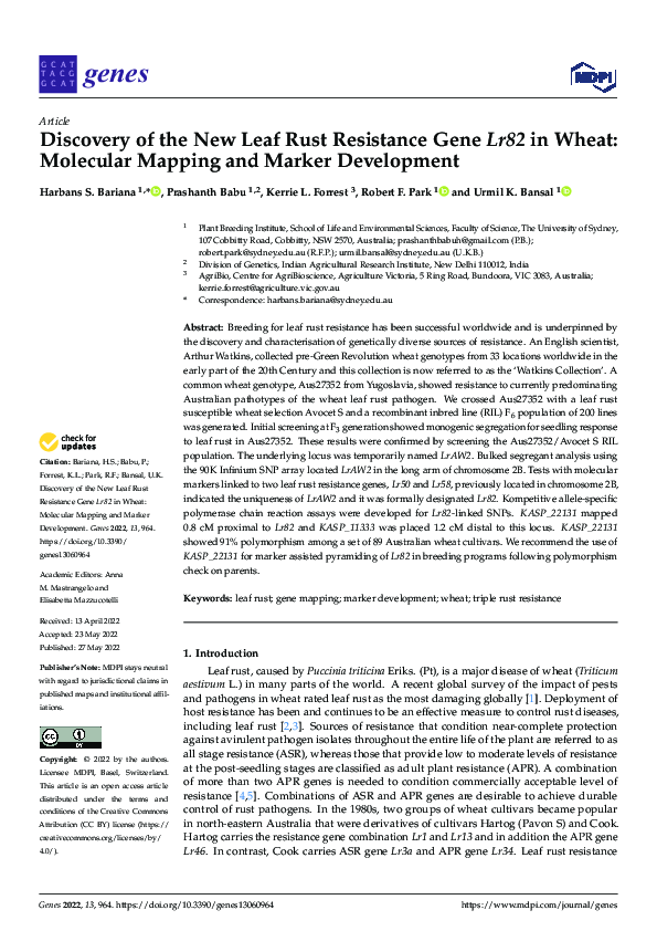 (PDF) Discovery of the New Leaf Rust Resistance Gene Lr82 in Wheat ...