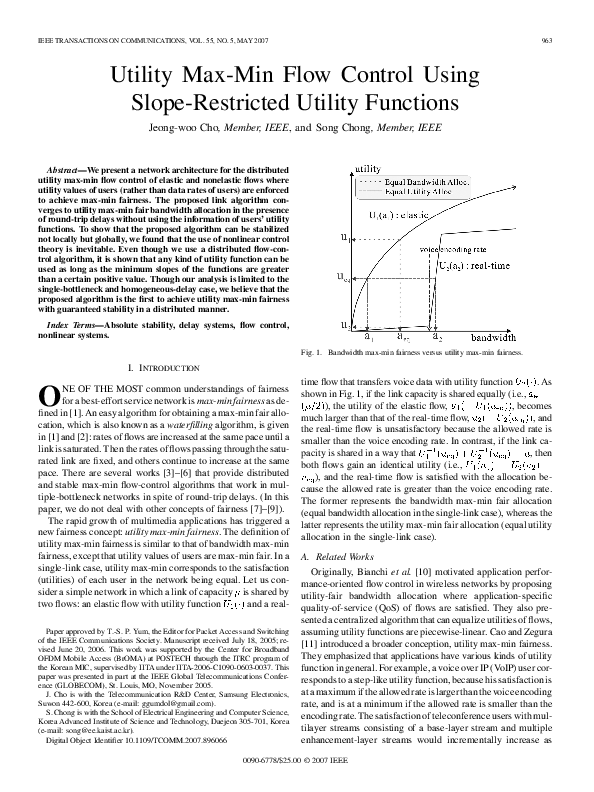 (PDF) Utility Max-Min Flow Control Using Slope-Restricted Utility Functions