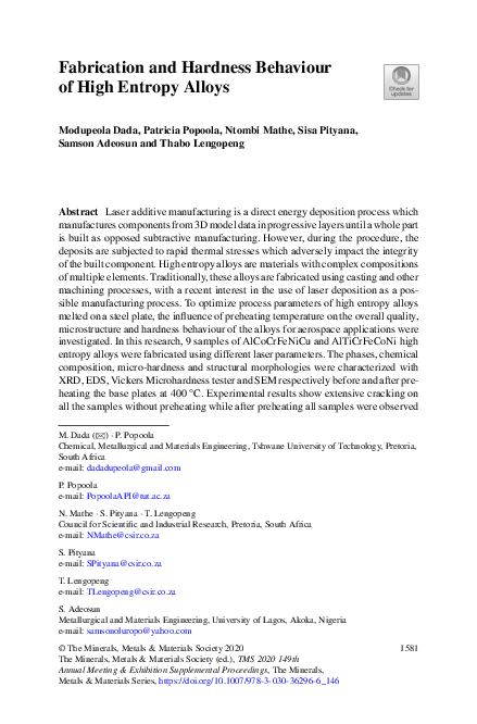 (PDF) Fabrication and Hardness Behaviour of High Entropy Alloys