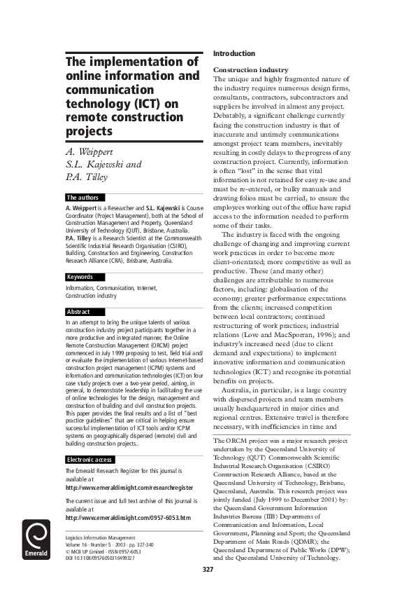 (PDF) The implementation of online information and communication ...