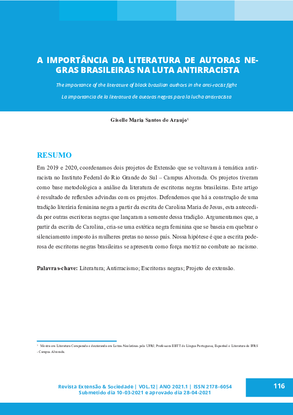 (PDF) A Importância Da Literatura De Autoras Negras Brasileiras Na Luta ...