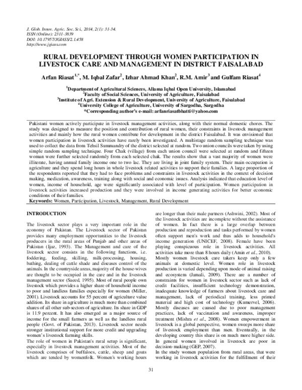 (PDF) Rural Development Through Women Participation in Livestock Care ...