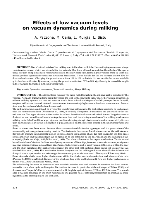 (PDF) Effects of low vacuum levels on vacuum dynamics during milking