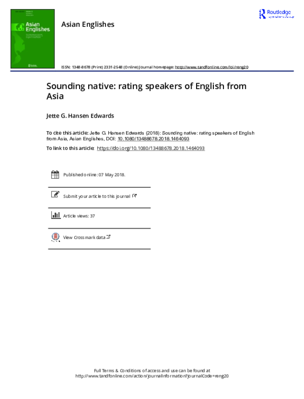 (PDF) Sounding native: rating speakers of English from Asia
