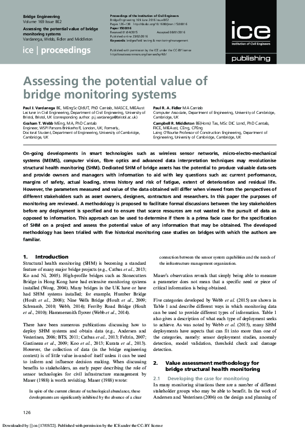 (PDF) Assessing the potential value of bridge monitoring systems