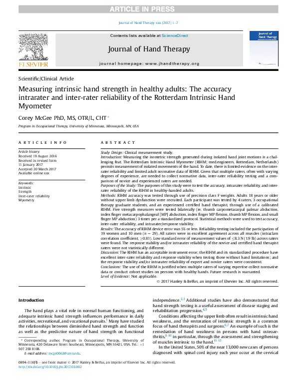 (PDF) Measuring intrinsic hand strength in healthy adults: The accuracy ...