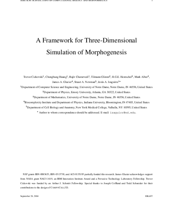 (PDF) A Framework for Three-Dimensional Simulation of Morphogenesis