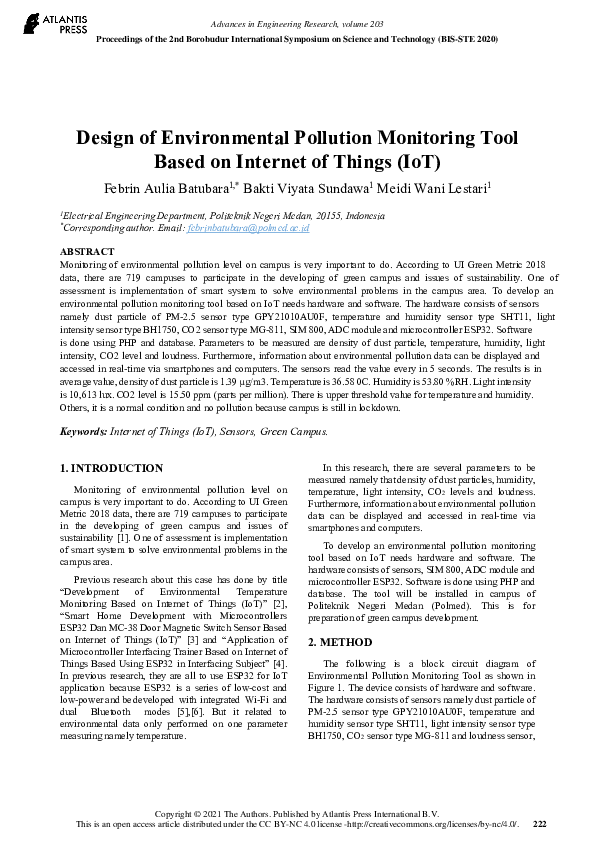 (PDF) Design of Environmental Pollution Monitoring Tool Based on ...