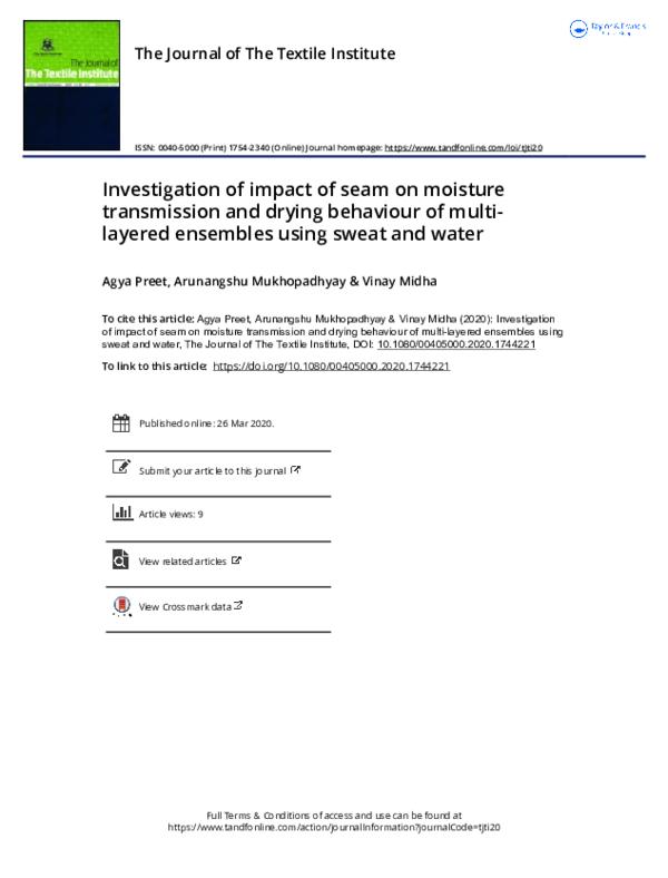 (PDF) Investigation of impact of seam on moisture transmission and ...