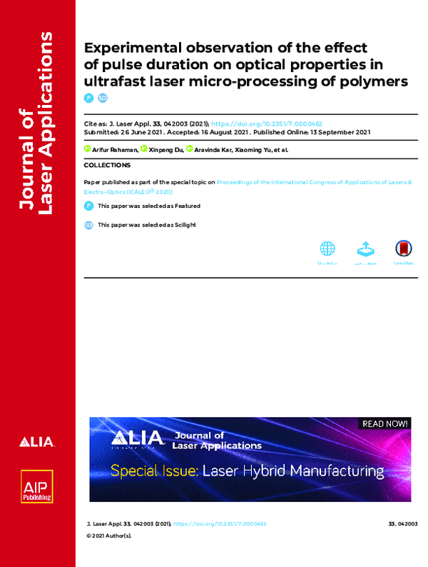 (PDF) Experimental observation of the effect of pulse duration on ...