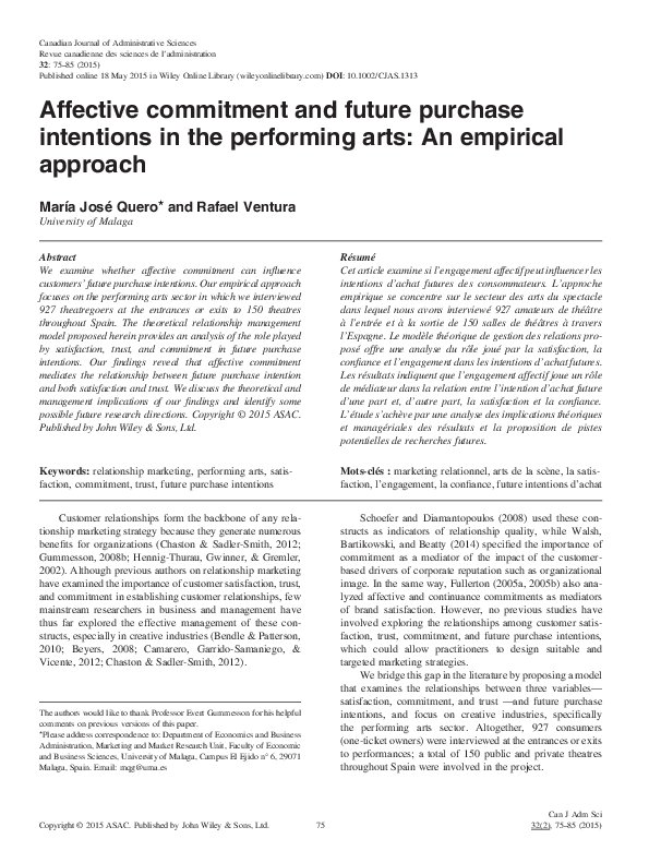 (PDF) Affective commitment and future purchase intentions in the ...