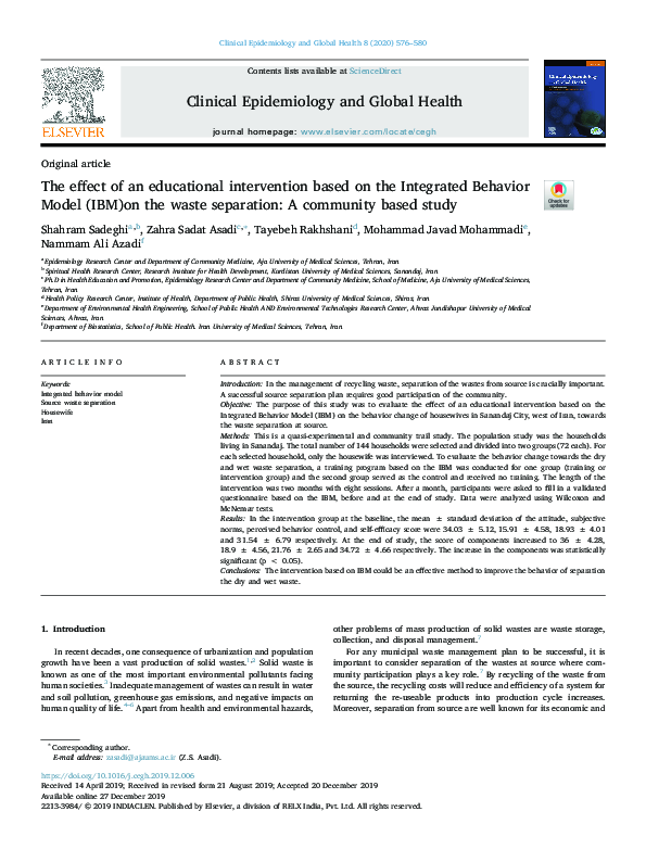 (PDF) The Effect of an Educational Intervention Based on the Integrated ...