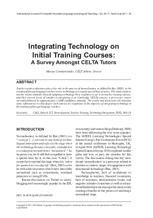 (PDF) Integrating Technology on Initial Training Courses