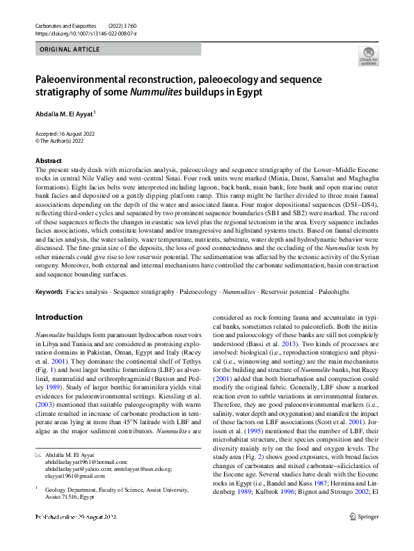 (PDF) Paleoenvironmental reconstruction, paleoecology and sequence ...