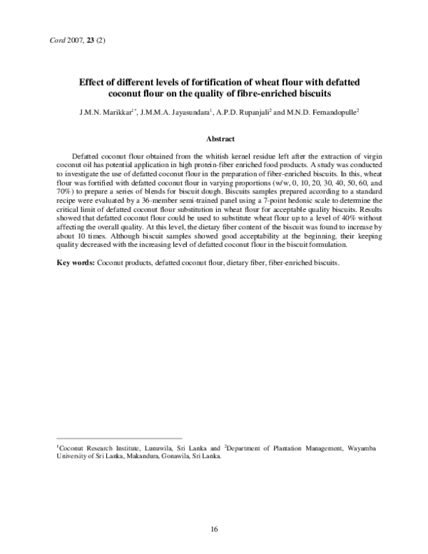 (PDF) Effect of different levels of fortification of wheat flour with ...