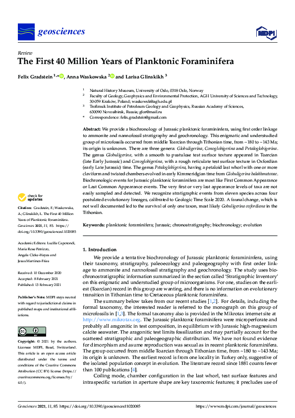 (PDF) The First 40 Million Years of Jurassic Planktonic Foraminifera