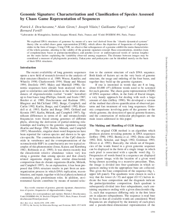 (PDF) Genomic signature: characterization and classification of species ...