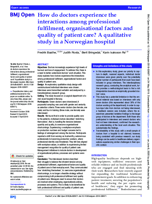 (PDF) How do doctors experience the interactions among professional ...