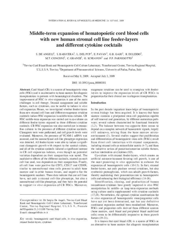 (PDF) Middle-term expansion of hematopoietic cord blood cells with new ...