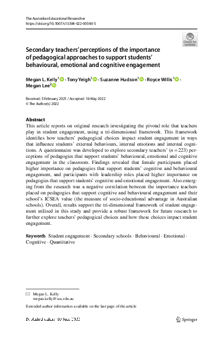 (PDF) Secondary teachers’ perceptions of the importance of pedagogical ...