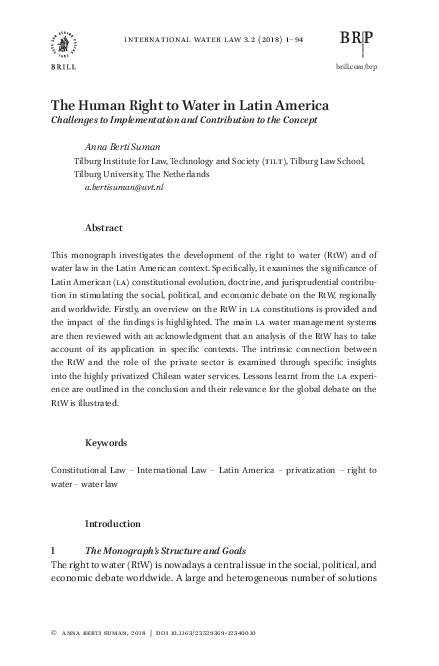 (PDF) The Human Right to Water in Latin America