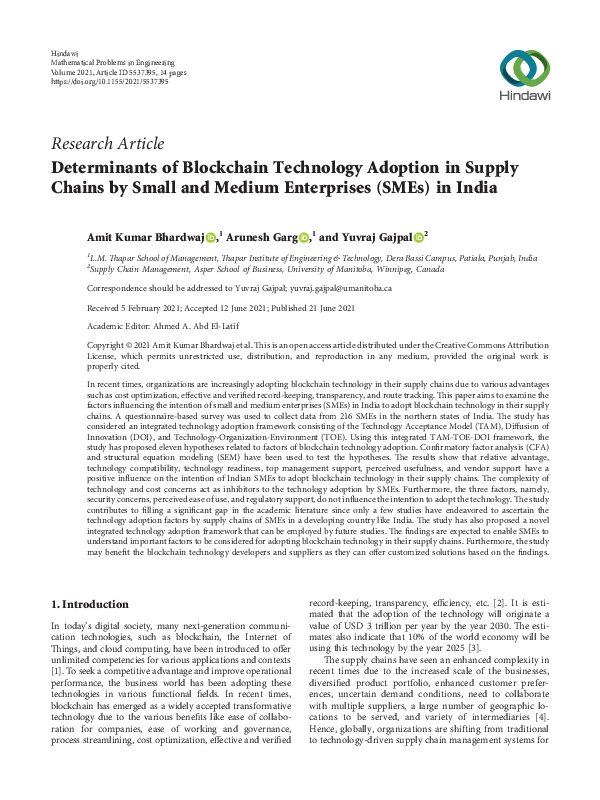 (PDF) Determinants of Blockchain Technology Adoption in Supply Chains ...