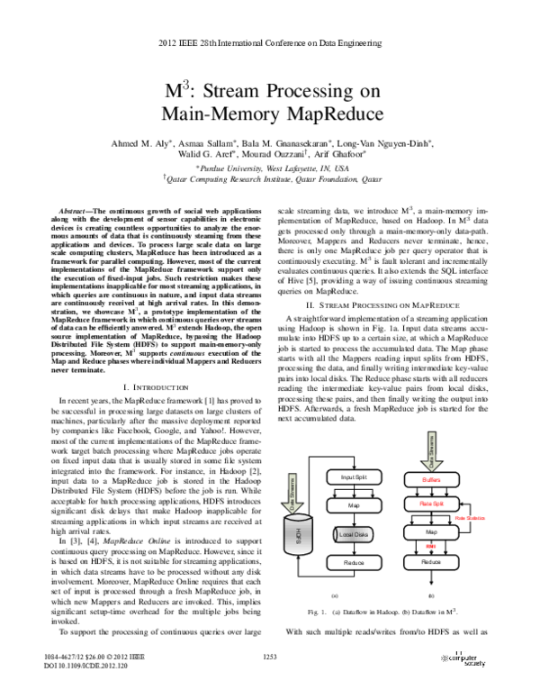 (PDF) M3: Stream Processing on Main-Memory MapReduce