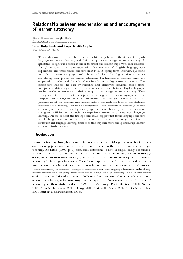 (PDF) Relationship between teacher stories and encouragement of learner ...