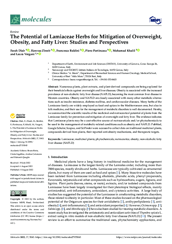 (PDF) The Potential of Lamiaceae Herbs for Mitigation of Overweight ...