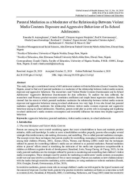 (PDF) Parental Mediation as a Moderator of the Relationship Between ...