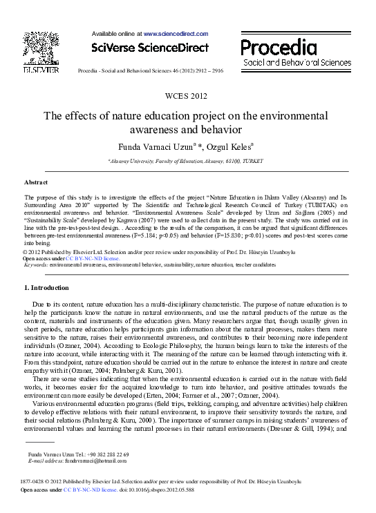 (PDF) The Effects of Nature Education Project on the Environmental ...