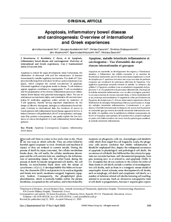 (PDF) Apoptosis, Inflammatory Bowel Disease and Carcinogenesis ...