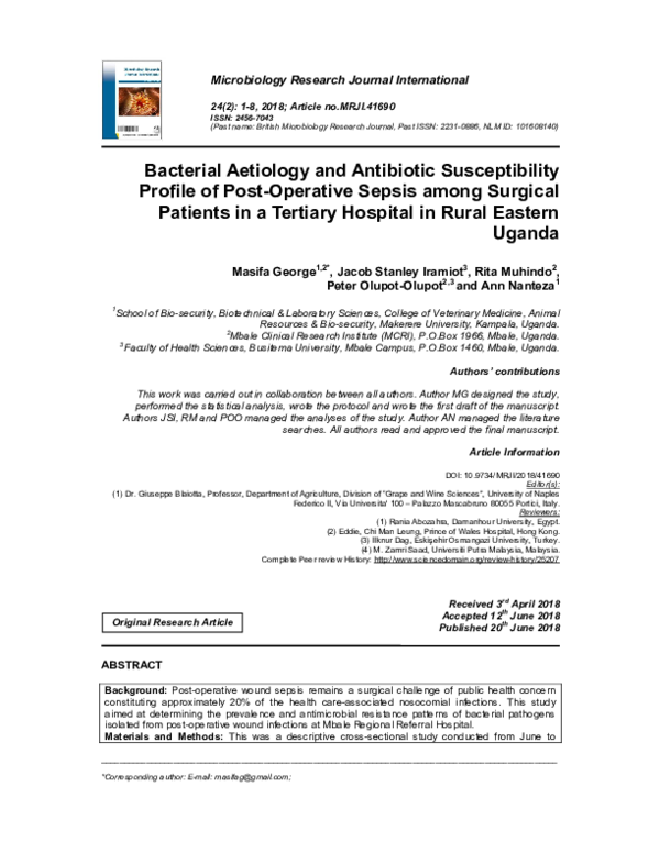 (PDF) Bacterial Aetiology and Antibiotic Susceptibility Profile of Post ...