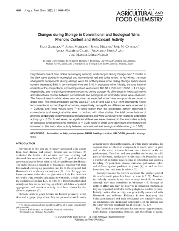 (PDF) Changes during Storage in Conventional and Ecological Wine