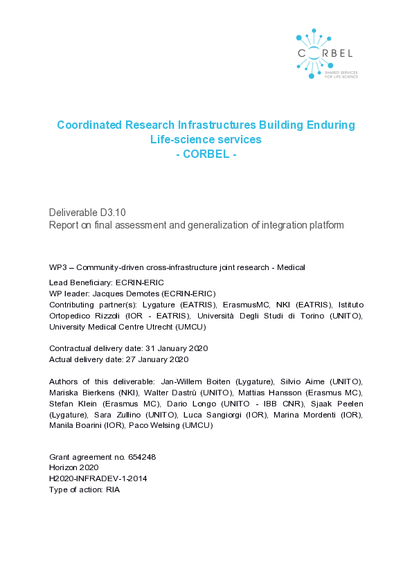 (PDF) CORBEL Report on final assessment and generalization of ...