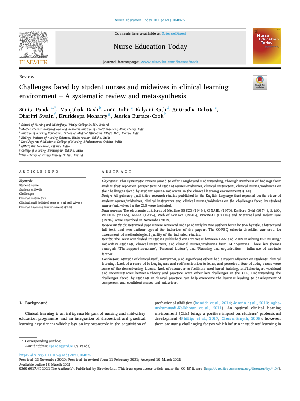 (PDF) Challenges faced by student nurses and midwives in clinical ...