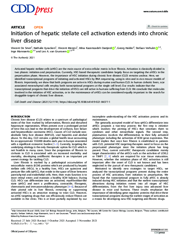 (PDF) Initiation of hepatic stellate cell activation extends into ...