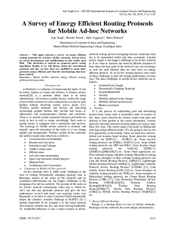 (PDF) A Survey of Energy Efficient Routing Protocols for Mobile Ad-hoc ...