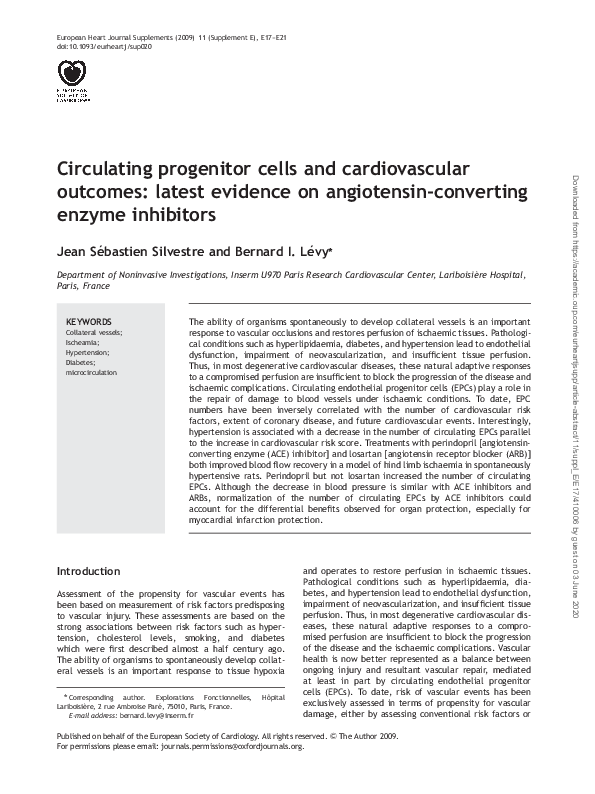 (PDF) Circulating progenitor cells and cardiovascular outcomes: latest ...