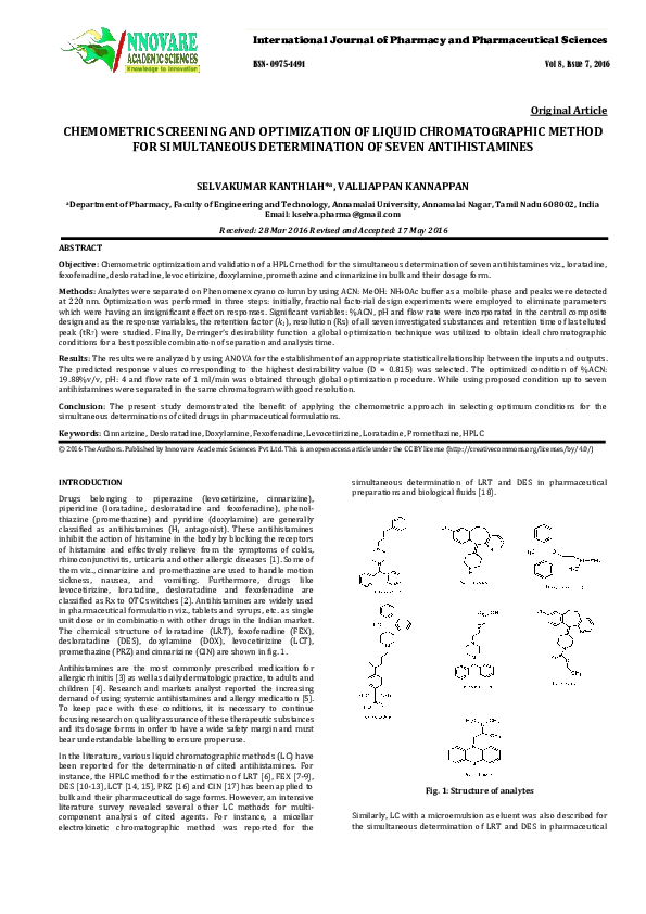 (PDF) Chemometric Screening and Optimization of Liquid Chromatographic ...