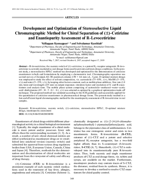 (PDF) Development and Optimization of Stereoselective Liquid ...