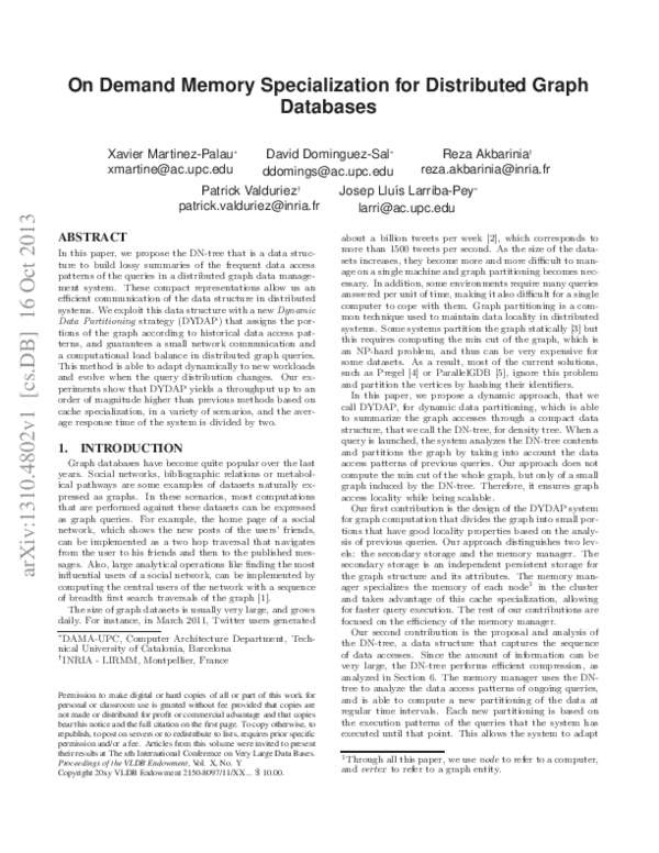 (PDF) On Demand Memory Specialization for Distributed Graph Databases