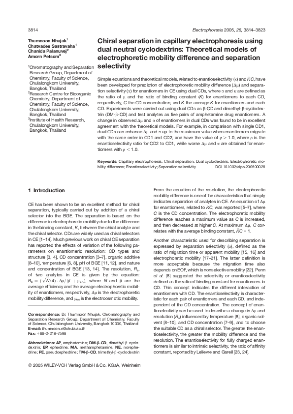 (PDF) Chiral separation in capillary electrophoresis using dual neutral ...