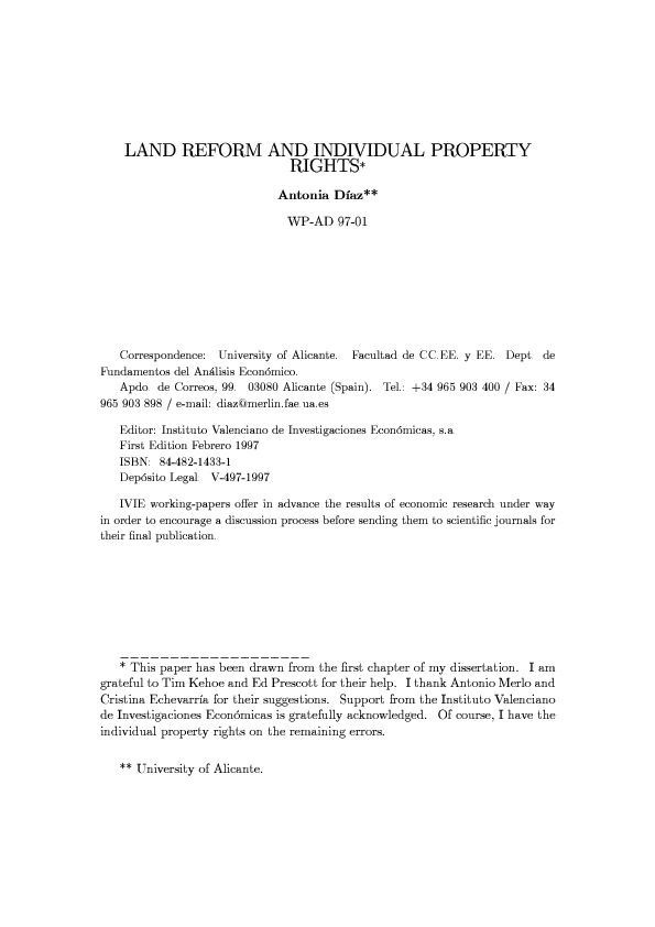 (PDF) Land reform and individual property rights