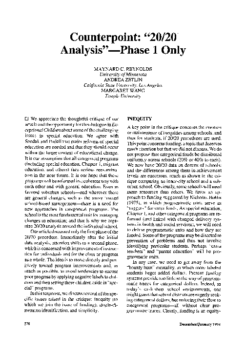 (PDF) Counterpoint: “20/20 Analysis”—Phase 1 Only
